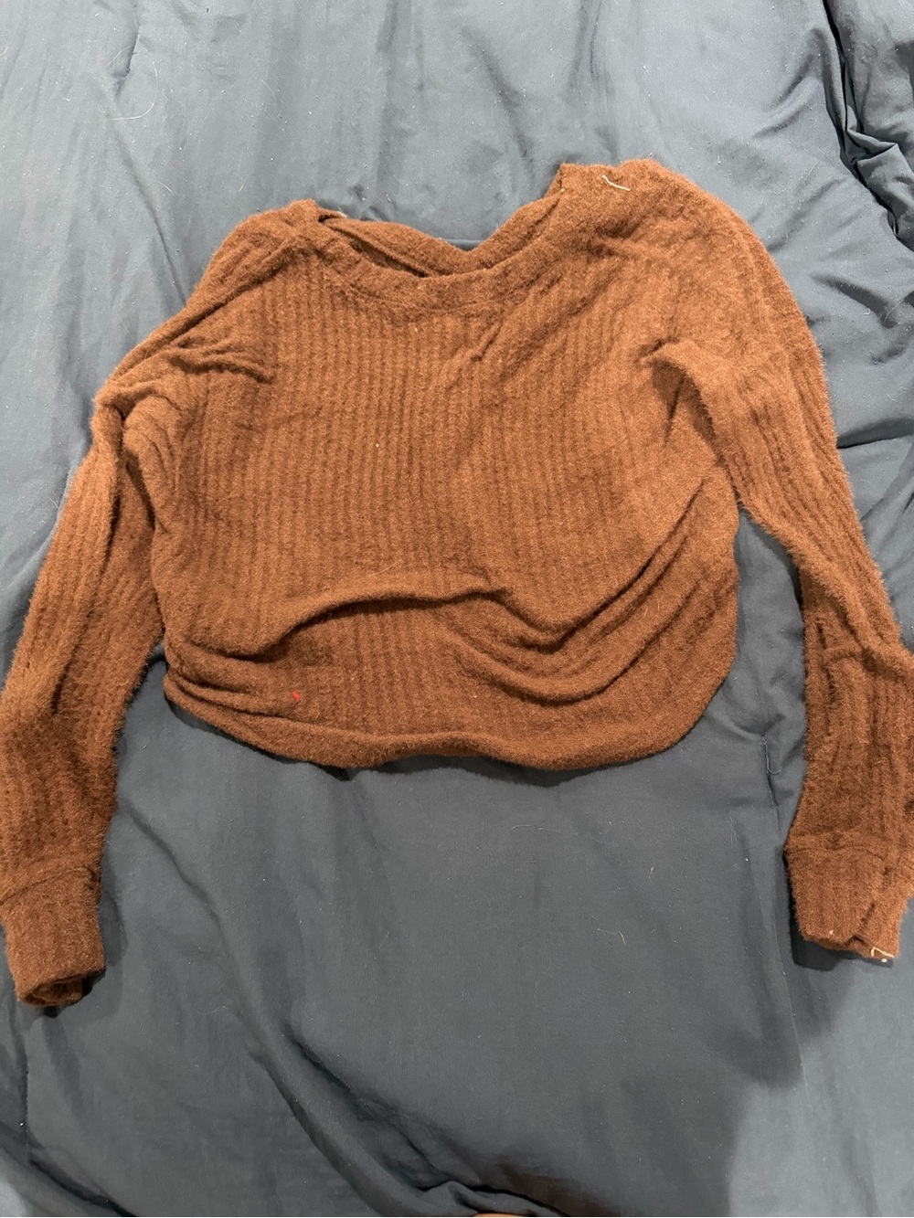 Hollister Chocolate Brown Ribbed Knit Sweater